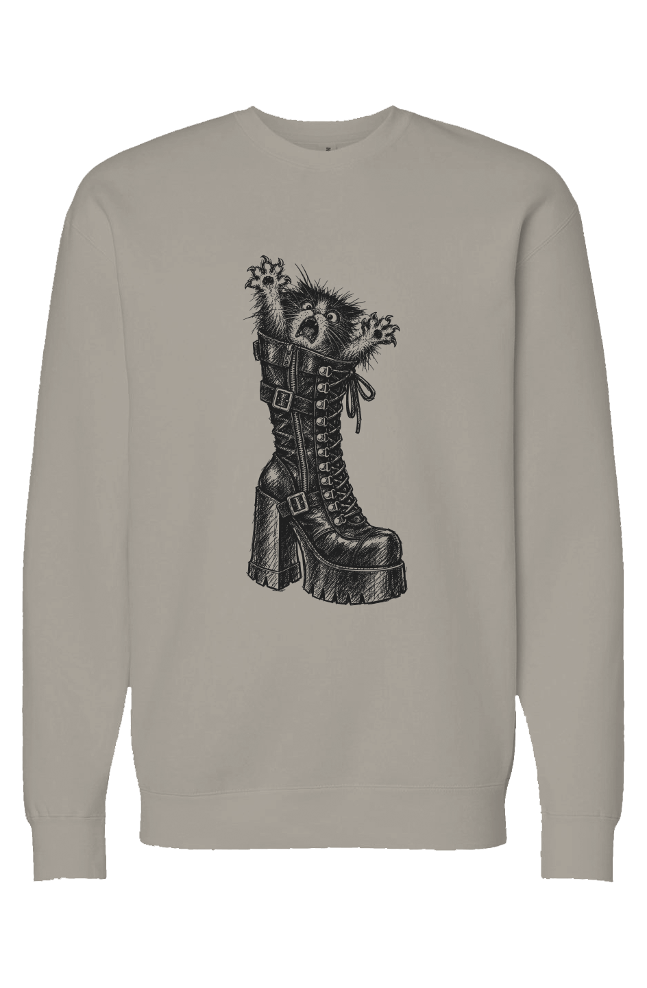 Let Meowt crewneck – kitten in a platform boot
